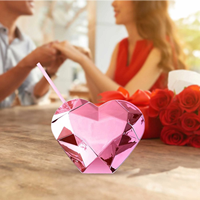 Gobelet en plastique à paroi simple en forme de cœur, électroplaqué, avec paille, pour la Saint-Valentin, vente en gros
