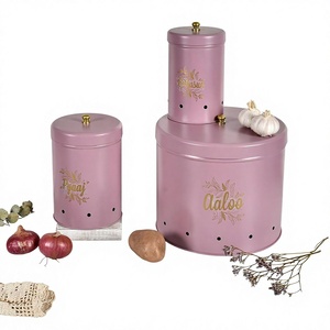 Recipientes de Almacenamiento de Cocina con Tapa, Frascos para Alimentos con Tapa, Redondos Clásicos para Patatas, Cebollas y Ajo - Product Image 1