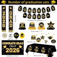 Artículos para Fiestas de Graduación con Temática Negra y Dorada, Decoración para el Lugar del Evento, Ambiente Festivo, Fondo para la Temporada de Graduación