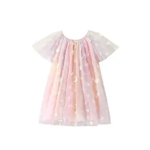 2024 yaz yeni ürünler aplike yürümeye başlayan bebek kız yaz prenses elbise çocuklar için