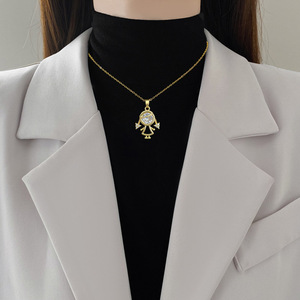 Collana con Ciondolo a Zircone a Forma di Bambina con Trecce in Acciaio Inossidabile per Donna, Classica Catena per Clavicola, Accessorio Gioiello Regalo (NL057) - Product Image 2