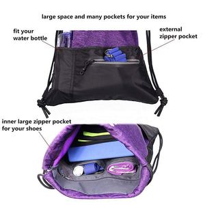 Sac à dos à cordon de serrage BSCI pour le sport, le fitness, le gym, et le rangement des chaussures - Product Image 2