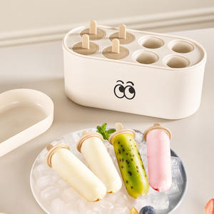 Shengleju Ice Cream <b>Mold</b> Plastic Square 6 Round 8 <b>Popsicle</b> <b>Molds</b> Food Grade Household Use Beige - Product Image 4