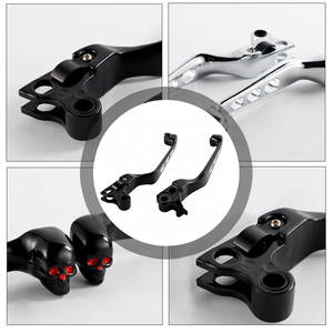 Palancas de control CNC huecas con diseño de calavera para motocicleta Harley XL883 XL1200 Touring, par de manijas de freno y embrague, negro cromado - Product Image 4