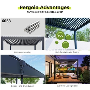 Bioclimatic Pare-Soleil Couverture Imperméable Toit Persienne Gazebo Extérieur Pergola Aluminium - Product Image 5