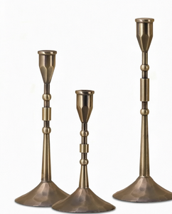 Vintage Taper <b>Brass</b> Gold <b>Candlestick</b> Holder Set of 3 Taper Candle Holders for Home Decoration Durable Metal Design - Product Image 1