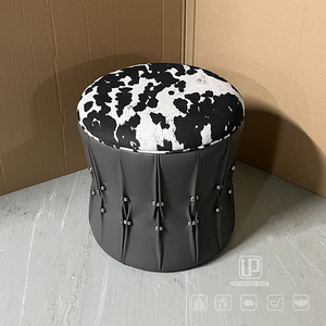 Multi Scene Use of Fashion Designed Round Black White Fabric <b>Stool</b> Chair Size Foshan <b>Stools</b> & <b>Ottomans</b> Black <b>Stool</b> - Product Image 1
