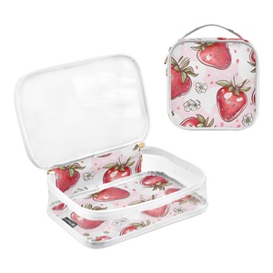 Hawaii Custom Puakenikeni LeiVintagePink Cute Strawberry 2-piece Transparent <b>Makeup</b> <b>Storage</b> Bag Travel Toiletry Bag - Product Image 3