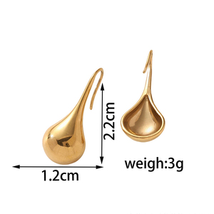 316L Teardrop Gold PVD Plated Stainless Steel Stud <b>Earrings</b> | Unisex Minimalist Lightweight Design | ZIRCON Waterproof - Product Image 4
