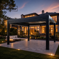 Pergola commerciale extérieure Airfun en aluminium avec toit à lames motorisées, imperméable, revêtement poudré, système de drainage intégré en MDF