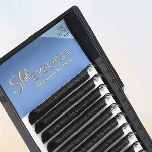 Korea PBT Soft flat lashes blue black flat lashes 0.15mm for professional use with private label