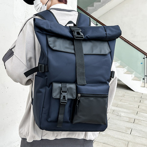 Alta calidad 17 pulgadas personalizado Simple impermeable adolescente Roll Top mochilas escolares al aire libre viaje de negocios portátil mochila para hombres - Product Image 1