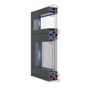 Fenêtre en aluminium sur mesure à ouverture intérieure, moderne, 90 mm, double vitrage, insonorisée, anti-bruit, coupe-vent, isolation thermique - Product Image 5