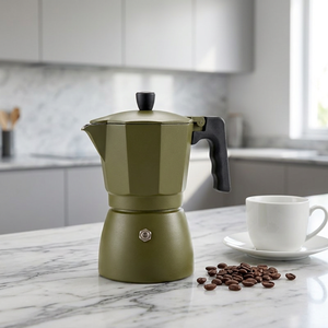 Cafetera Moka de Aluminio Ecológica con Doble Válvula de Seguridad, Extracción de Alta Presión, Cafetera Octogonal Duradera de 6-12 Tazas - Product Image 3
