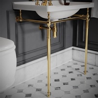 Bol en céramique classique métal or support bassin en acier inoxydable salle de bain meuble sous-vasque monté au sol avec miroir intelligent