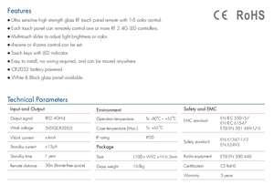 Skydrance tl5 rgb + cct מגע לוח rf שלט רחוק 4 סצנה 4 אזור מפתחות מגע עם מחוון rgb/צבע מחוון - Product Image 6