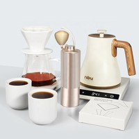 Ensemble de cafetière à filtre manuelle Nibu pour le camping, kit de café à faire couler avec boîte cadeau et valise en cuir pour servir du thé et du café en plein air
