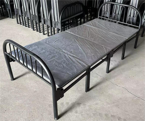 Simple <b>Double</b> <b>Folding</b> <b>Bed</b> with Mattress Steel Frame Guest <b>Bed</b> Storage <b>Bed</b> Bedroom Apartment Villa Hospital Assembled Extendable - Product Image 5