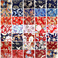 5 Pièces Tissus Japonais 20x25cm Kits Fat Quarters Motifs Floraux Dorés Bronzés Magnifiques pour Couture Manuelle