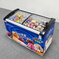 Flat Sliding Door Ice Cream Display Cabinet Led Light Box High Quality Commercial Freezer Open Door for Cake Display Cooling