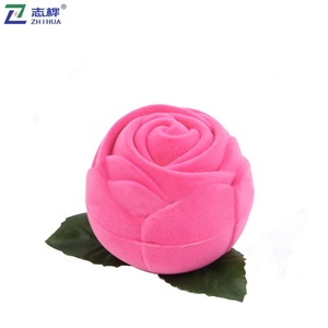 Ready to Ship Flocking <strong>Jewelry</strong> <strong>Box</strong> Romantic <strong>Rose</strong> Shape Wedding Propose Engagement Velvet Ring <strong>Box</strong> - Product Image 4
