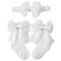 Ensemble chaussettes et bandeau pour bébé style princesse jacquard tricoté antidérapant pour enfants européens et américains, 0-18 mois, cadeau pour bébé
