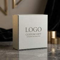 Caja de Joyería de Lujo Hecha a Mano con Base de Papel Texturizado, Tapa con Logotipo Personalizado en Relieve, Caja Rígida de Cartón para Empaque de Regalos de Joyería