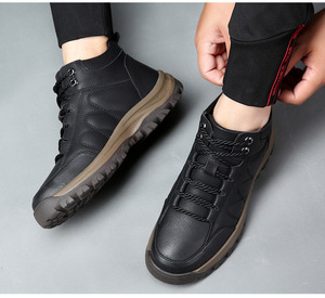 جلد علوي مقاوم للماء مقاوم للانزلاق بطانة من الصوفي للرجال أحذية شتوية - Product Image 4