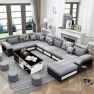 Soporte personalizado nuevo Dubai italiano de lujo sofá conjunto de muebles de sala de estar hogar curvado tocador 7 plazas sofá conjunto