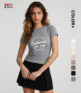 <span class=keywords><strong>Camiseta</strong></span> Básica con Cuello Abierto para <span class=keywords><strong>Mujer</strong></span>, Estilo 2026, Fabricante OEM, Logotipo Personalizado, <span class=keywords><strong>Camiseta</strong></span> Blanca para Bebés y Mujeres Millennial - Product Image 1