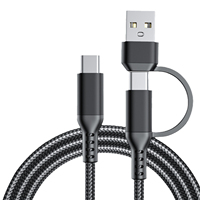 Cable de Carga Rápida USB C 2 en 1 con Trenzado de Nailon, 3A 60W, Conductor de Cobre Puro, 12 Meses de Garantía, para Teléfonos Móviles iPhone 15/16