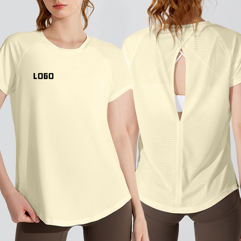 2024 Arrive Yoga Wear Women's Sports Tops Short-sleeved T-shirt Hollow Running Pilates Training Loose Hoodie Fitness Clothing