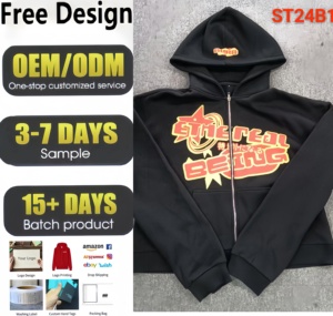 Sudadera con capucha personalizada <span class=keywords><strong>para</strong></span> hombre, con doble cremallera, de tejido polar grueso con efecto deslavado, estilo oversize - Product Image 1