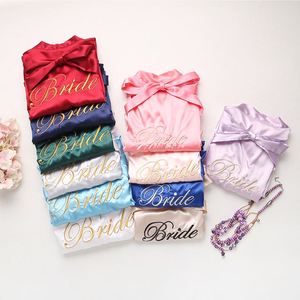 Wholesale Trendy Wedding Party Team Bride <strong>Robe</strong> Bridesmaid Satin Pajamas for Women - Product Image 6