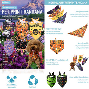 Collaborau – <span class=keywords><strong>bandana</strong></span> lavable pour chiot 18 couleurs, écharpe à imprimé d'halloween pour <span class=keywords><strong>chien</strong></span> et chat de haute qualité, bavoirs d'halloween pour animaux de compagnie - Product Image 2