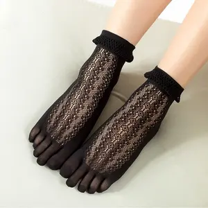 Hotsale Summer Japan Girl Sexy Nylon Lace Cute Invisible Five Silk Toe Socks
