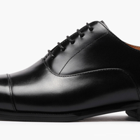Chaussures Oxford en cuir noir pour homme, à lacets, en cuir de veau pleine fleur italien, semelle en caoutchouc, formelles, pour affaires, printemps, automne, mariage, luxe