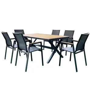 Outdoor Dining Table and Chair Modern Garden Furniture Set Luxury POLY WOOD Textilene Fabric Packing