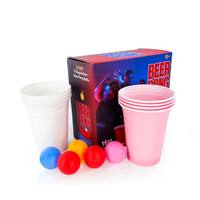 Mini-jeu de Beer Pong pour Fête, 24 Pièces, Jeu à Boire avec Gobelets Rouges, Kit de Gobelets de 16oz pour Intérieur avec Balles