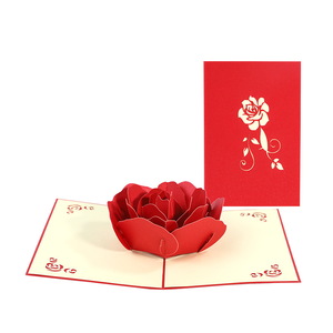 Custom 3D Peony Design Hand-Hollowed Festive Folding Birthday Greeting Card for Gift Giving