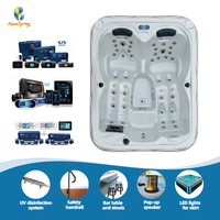 Bain à remous de luxe pour 3 personnes avec 58 jets, jacuzzi extérieur avec 16 lumières LED, système Balboa, baignoire à remous en acrylique Aristech