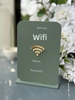 Letrero de Código QR Acrílico Personalizado, Placa con Logotipo Personalizado, Soporte de Mesa para Mostrar el Código QR de WiFi, Contraseña, Reseñas de Google y Redes Sociales