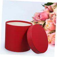 Boîte en carton rouge mat ronde personnalisée faite à la main pour l'emballage d'objets durables et de fleurs, seau pour arrangements floraux