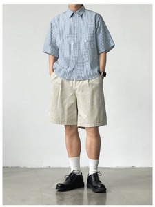 Camicie da Uomo a Quadri Vestibilità Boxy Stile Streetwear Estivo Casual di Design con Chiusura a Bottoni in Tessuto <span class=keywords><strong>Seersucker</strong></span> e Ricamo Personalizzato - Product Image 2