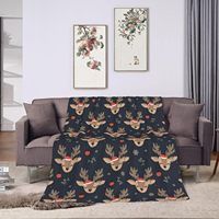 Couverture en flanelle personnalisée motif cerf de Noël couverture de lit/canapé antistatique douce et chaude lavable pour un appel festif