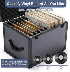 Boîte de rangement pour disques vinyles en aluminium, capacité de 100 disques |    Étuis organisateurs pour albums LP précieux, collection de disques 7/10/12 pouces - Product Image 2