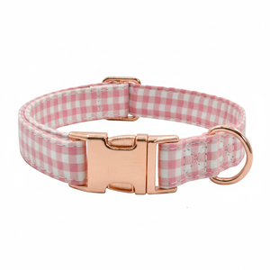 Collier à boucle en métal, collier de chien réglable durable doux pour petits chiens de taille moyenne (Plaid rose, L(15-23in) - Product Image 1