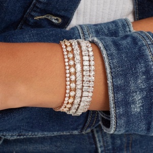 Factory Stock Unisex Jewelry <b>Solid</b> 14k 18k <b>Gold</b> Filled Round Lab Grown Diamond IGI Certified Tennis Chain Bracelet - Product Image 5
