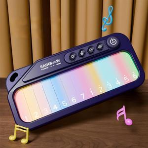 Portable <b>Rainbow</b> Touch Piano Kids Mini 13 Keys Electronic Piano Toy <b>Light</b> Up Musical Instrument Early Education Learning Toy - Product Image 3