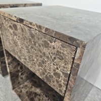Table d'appoint de style européen moderne en marbre brun naturel avec tiroir, table basse pour salon, meubles de centre de salon, tables de chevet